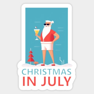 Xmas in July, Funny Santa Tropical Christmas Sticker